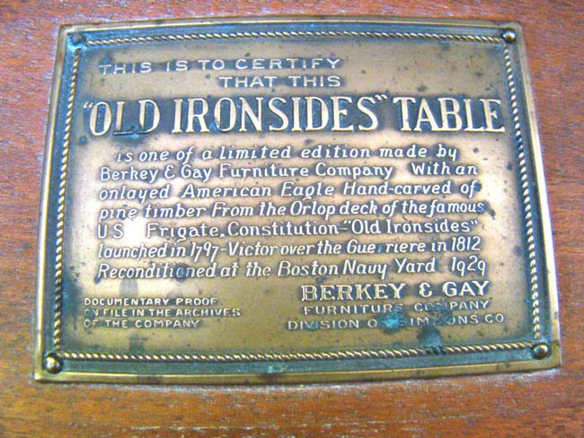 A RARE table made from wood removed from the Orlop deck of "OLD IRONSIDES" (the U S S Constitution) in 1929 — image 2